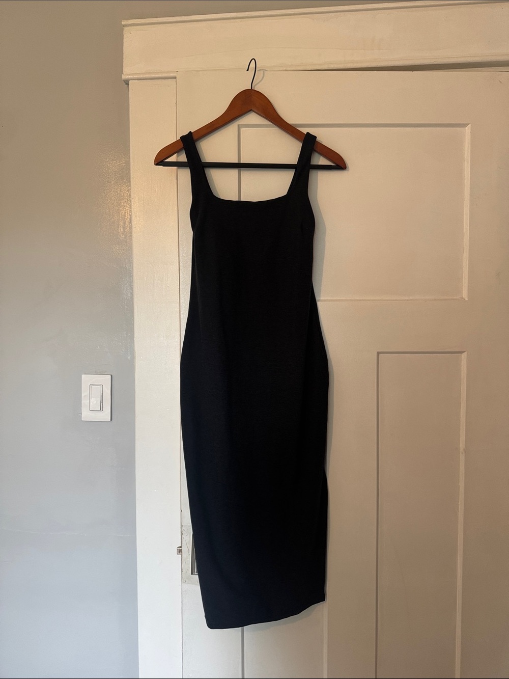 Beyond Yoga Black Square-Neck Midi Dress